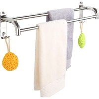 2 Schicht Handtuchhalter aus Edelstahl - Verstellbar Badetuchhalter Handtuchstange Bad Wand von XIIW
