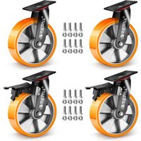 Xiiw - 4 Stück 200mm Schwerlastrollen mit Bremse inkl. 2 Lenkrollen mit Feststeller und 2 Lenkrollen, 360° Drehbar Industrierollen Schwerlast für Xiiw - 4 Stück 200mm Schwerlastrollen mit Bremse inkl. 2 Lenkrollen mit Feststeller und 2 Lenkrollen, 360° Drehbar Industrierollen Schwerlast für von XIIW