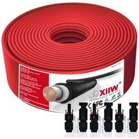 Xiiw - 6mm² Rot 100m Solarkabel Solar Verlängerungskabel mit 4x 30A Solarstecker Photovoltaik Solarkabel Verlängerung IP67 Wasserdichter Rot für von XIIW