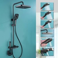 Xiiw - Brausegarnitur Duschsystem Duschset mit Regendusche und Handbrause Hochdruck, 5 Strahlart, Handbrause - 110 x 100 mm, Regenduschkopf - 300 x von XIIW