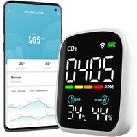 CO2 Messgerät, ndir Luftqualität Raumluft Monitor, WiFi Stromsparen CO2 Melder mit tragbare Alarm, CO2 Thermometer mit Digitalen, Temperatur von XIIW