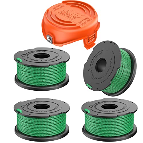 XIJIANG GH3000 Rasentrimmer Spule, 4 x SF-080 Ersatzspulen und 1 x Trimmerspule Kappe Für Black & Decker GL7033 GL9035 GL8033, A6482 A6486 Rasentrimmer von XIJIANG