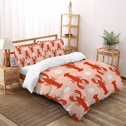 XIKMLSID Hummer Bettwäsche 3-Stück-Set,Mikrofaser,3D Meerestiere Kissenbezug Mit Reißverschluss,Weich Und Komfortabel 100% Baumwolle King（220x240cm） von XIKMLSID