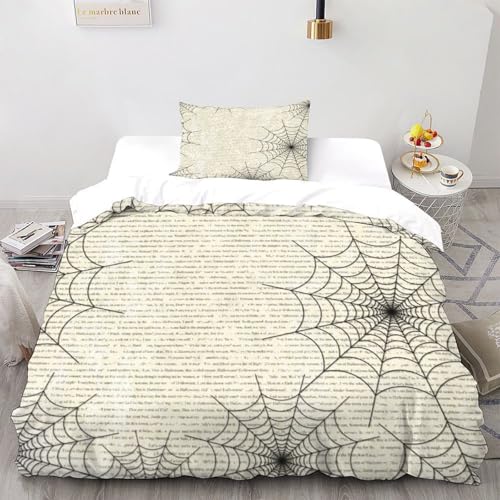 XIKMLSID Spinnennetz Bettwäsche 2-Stück-Set,Mikrofaser,3D Kunst Weich Und Komfortabel 100% Baumwolle Für Erwachsene Und Kinder Geeignet Single（135x200cm） von XIKMLSID