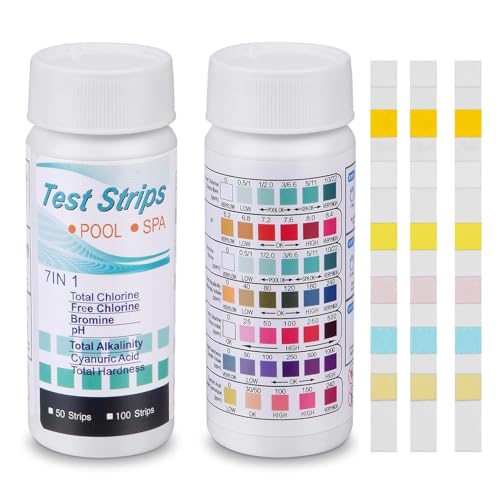 XIKTTK 7 in 1 Teststreifen Pool Ph Und Chlor 100 Stück, Whirlpool Teststreifen, Ph Streifen Pool, Pooltester Streifen, Pool Messstreifen, Ph Wert Teststreifen Pool XIKTTK 7 in 1 Teststreifen Pool Ph Und Chlor 100 Stück, Whirlpool Teststreifen, Ph Streifen Pool, Pooltester Streifen, Pool Messstreifen, Ph Wert Teststreifen Pool von XIKTTK