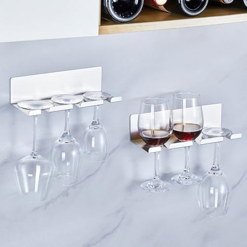 Weinglashalter Wand Gläserhalter Hängend Edelstahl Wandmontage Weingläser Halter Aufhängen Kein Bohren Klebende Weingläser Regal Organizer Weinglas Halterung für Bar Wohnzimmer Küche Silber 2 Stück Weinglashalter Wand Gläserhalter Hängend Edelstahl Wandmontage Weingläser Halter Aufhängen Kein Bohren Klebende Weingläser Regal Organizer Weinglas Halterung für Bar Wohnzimmer Küche Silber 2 Stück von XILIMOR