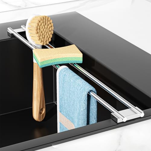 XILIMOR Spültuchhalter für Küchen, Verstellbares Spüllappenhalter Über Der Spüle, Edelstahl Spülbecken Organizer, Lappenhalter Spülbecken Trocknungsgestell für Geschirrtücher, Schwämme, Bürsten XILIMOR Spültuchhalter für Küchen, Verstellbares Spüllappenhalter Über Der Spüle, Edelstahl Spülbecken Organizer, Lappenhalter Spülbecken Trocknungsgestell für Geschirrtücher, Schwämme, Bürsten von XILIMOR