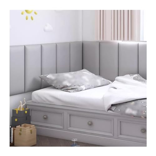 XILYZMO Bett Kopfteil Wandpolster, Hohe Dichte Kopfteil, Kinder Schlafzimmer Weiche Polsterung, 3D Selbstklebend Anti-Kollision Wandpaneele (Farbe : Grau, Größe : 50x200cm) von XILYZMO