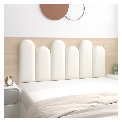 XILYZMO Bett Kopfteil Wandpolster, Schallisoliert Gepolstert Hintergrund, Leder Schälen Stock Kopfteile, Schlafzimmer 3D Weich Wandkissenpolster Für Schlafzimmer (Farbe : Weiß, Größe : 50X120CM) von XILYZMO