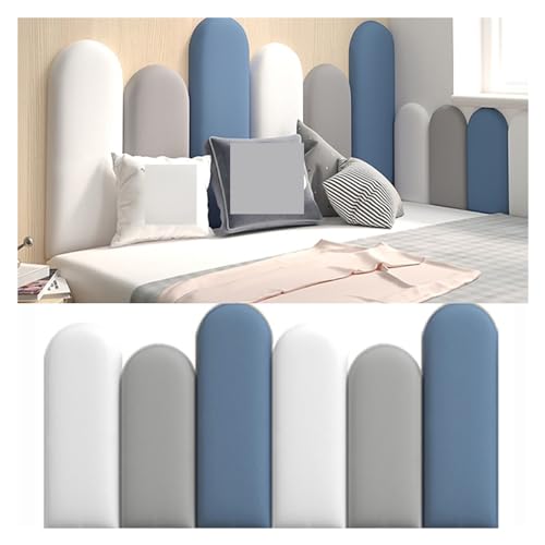 XILYZMO Bett Kopfteil Wandpolster, Wasserdicht Weich Wandaufkleber, Selbstklebend Wandtafeln, Wiederverwendbar Kinderzimmer Bett-Kopfteile Für Wanddekoration (Farbe : Blau, Größe : 55x200cm) von XILYZMO