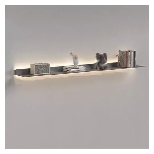 XILYZMO Metall An Der Wand Montiert Lichtemittierend Regale, Broschüre Lagerung Organizer-Display, Einfach Erweitern Wandfläche Schwebend Bücherregal Für Eingang Bar(Farbe:Silver,Größe:15x120cm) von XILYZMO