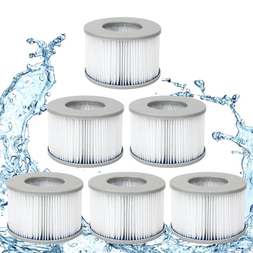 XIMEY Poolfilter 6 PCS Filterkartuschen, Pool Filter Cartridge, Whirlpoo Filter, Filter Ersatfilter mit MSpa Modellen ab 2020, Flowclear Filterkartusche für aufblasbare Pools, Heiße U-Boote und Spa von XIMEY