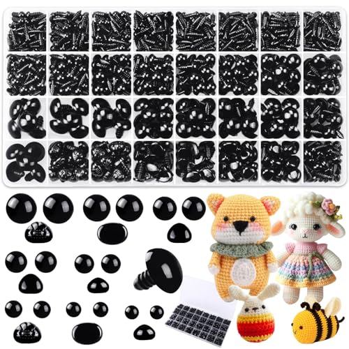 XIMISHOP 1100 Stück Kunststoff Knopfaugen,5-16mm Sicherheitsaugen und Sicherseitsnasen Basteln Puppenaugen DIY Für Puppe Plüschtiere Teddybär Häkeltiere XIMISHOP 1100 Stück Kunststoff Knopfaugen,5-16mm Sicherheitsaugen und Sicherseitsnasen Basteln Puppenaugen DIY Für Puppe Plüschtiere Teddybär Häkeltiere von XIMISHOP