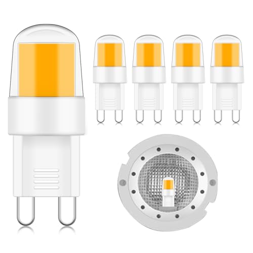 XIMNCHNI G9 LED Lampe Warmweiß 2700K 220V COB G9 Leuchtmittel 2W Ersatz 20W 25W 28W Halogenlampe 280 Lumen Bi-Pin Kurz Schlafzimmer Leuchter Restaurants Wandleuchte Nicht Dimmbar (5 Stück) von XIMNCHNI