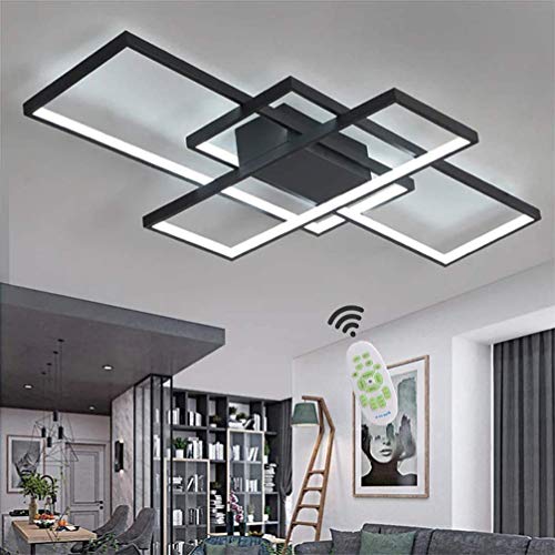 XIN'S LED Deckenleuchte Moderne Dimmbare Wohnzimmerlampe Deckenlampe Mit Fernbedienung Mode Deckenlampe Minimalistisches Metall Acryl Beleuchtung Schlafzimmer Küche Esszimmer Lichte,Schwarz,95w*110cm von XIN'S