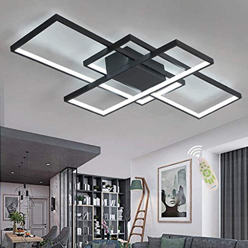 XIN'S LED Deckenleuchte Moderne Dimmbare Wohnzimmerlampe Deckenlampe Mit Fernbedienung Mode Deckenlampe Minimalistisches Metall Acryl Beleuchtung Schlafzimmer Küche Esszimmer Lichte,Schwarz,80w*90cm von XIN'S