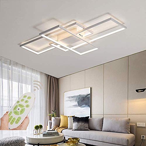 XIN'S LED Deckenleuchte Moderne Dimmbare Wohnzimmerlampe Deckenlampe Mit Fernbedienung Mode Deckenlampe Minimalistisches Metall Acryl Beleuchtung Schlafzimmer Küche Esszimmer Lichte,Weiß,115w*140cm von XIN'S