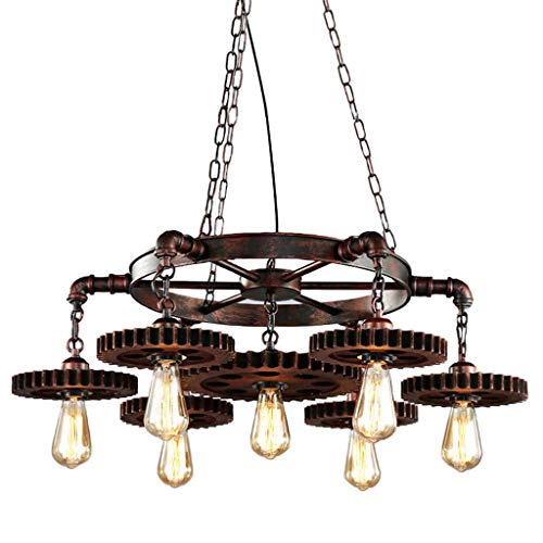 XIN'S Retro Pendelleuchte Industrielle Bar Hängeleuchte Persönlichkeit Wohnzimmer Holz Metall Pendellampe Höhenverstellbar E27 Hängelampe Esszimmer Wohnzimmer Küche Café (7 heads)(Keine Glühbirne) XIN'S Retro Pendelleuchte Industrielle Bar Hängeleuchte Persönlichkeit Wohnzimmer Holz Metall Pendellampe Höhenverstellbar E27 Hängelampe Esszimmer Wohnzimmer Küche Café (7 heads)(Keine Glühbirne) von XIN'S