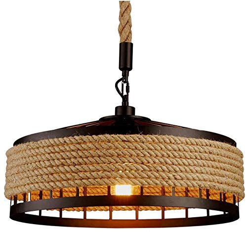 XIN'S Retro Pendelleuchte Industrielle Bar Hängeleuchte Persönlichkeit Wohnzimmer Holz Metall Pendellampe Höhenverstellbar E27 Hängelampe Esszimmer Wohnzimmer Küche Café,40cm von XIN'S