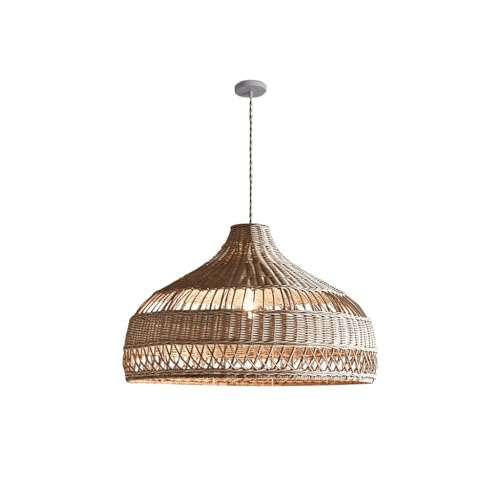 XIN'S Vintage Hängelampe Industrielle Bambus Rattan Geflochtene Schatten Pendelleuchte E27 Fassung Für Wohnzimmer Cafe Flur Esszimmer (Keine Birne)(A,60cm) von XIN'S