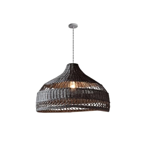 XIN'S Vintage Hängelampe Industrielle Bambus Rattan Geflochtene Schatten Pendelleuchte E27 Fassung Für Wohnzimmer Cafe Flur Esszimmer (Keine Birne)(B,40CM) von XIN'S