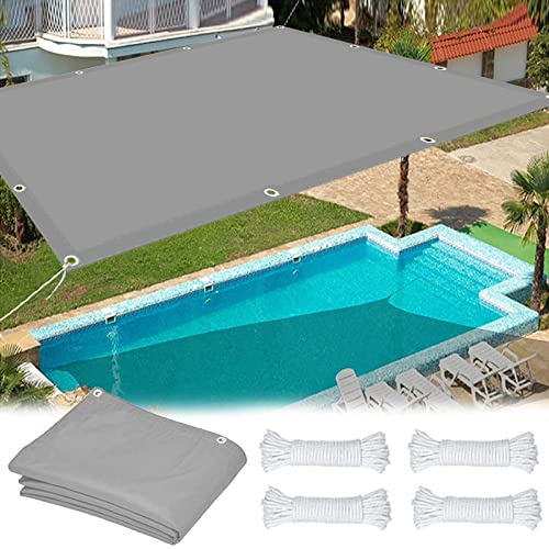 Sonnensegel Quadrat 2.5 x 6.5 m PES Polyester UV-Schutz Windschutz Wasserdicht Sonnensegel mit Ösen für Garten Terrasse Camping, Hellgrau von XINAR