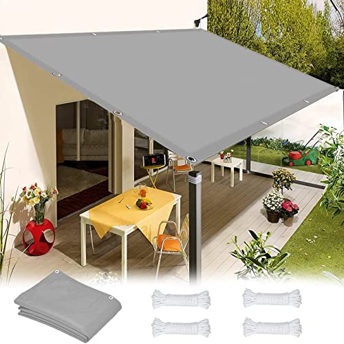 Sonnensegel Rechteckig 3 x 5.5 m Wetterschutz Outdoor Wetterbeständig Sonnenschutztuch mit kostenlosem Seil für Balkon Terrasse Garten, Hellgrau von XINAR