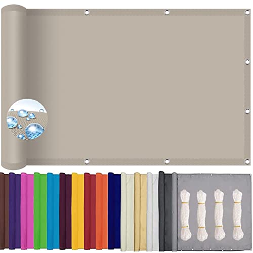 Sonnensegel Wasserdicht Rechteckig 1.2 x 2.2 m 98% UV Schutz Wasserabweisend Sonnenschutz Vordach, mit Spannseilen für Balkon Terrasse Garten, Khaki von XINAR