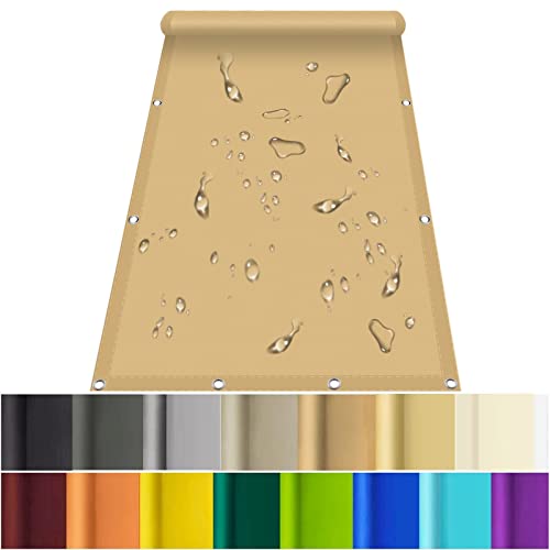 Sonnensegel Wasserdicht Rechteckig 1.8 x 5 m Wetterschutz Sonnenschutz PES Sonnenschutz Sichtschutz mit Ösen für Patio, Schwimmbad, Camping, Beige von XINAR