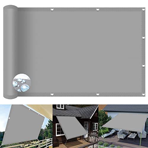 Sonnensegel Wasserdicht Rechteckig 3 x 6.5 m Sonnenschutz UV Schutz Windschutz Wasserdicht Sonnensegel mit Befestigungsseile für Terrasse, Balkon, Camping, Hellgrau von XINAR