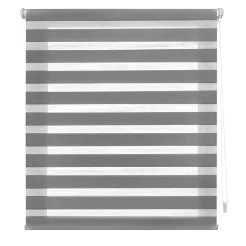 XINAR Doppelrollo Klemmfix ohne Bohren 90x280cm Sonnenschutz undSichtschutz Verdunkelungsrollo Rollos mit Fensterclips, für Wohnzimmer, Schlafzimmer und Küche, Dunkelgrau von XINAR