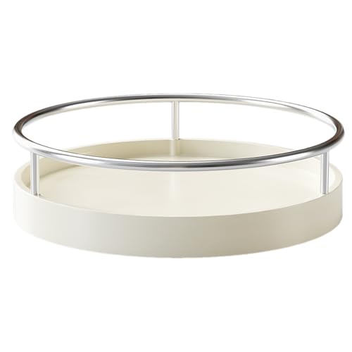 Drehteller Organizer, 360° Küchenarbeitsplatten-Organizer Aus Edelstahl Küchen Kühlschrank Organizer Kleiner Drehteller Durchsichtig Für Öl Salz Gewürzflaschen, Transparent Drehtablett (S,Weiß) von XINBAIJI