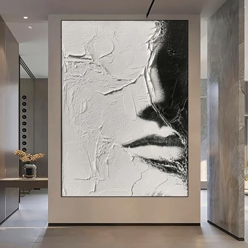 Schwarz-weißes weibliches Gesicht, Kunst, Leinwand, Wandgemälde, abstrakte minimalistische Figur, ästhetische Poster, Druck, Wohnzimmer, Heimdekoration, 70 x 100 cm, rahmenlos Schwarz-weißes weibliches Gesicht, Kunst, Leinwand, Wandgemälde, abstrakte minimalistische Figur, ästhetische Poster, Druck, Wohnzimmer, Heimdekoration, 70 x 100 cm, rahmenlos von XINBAO