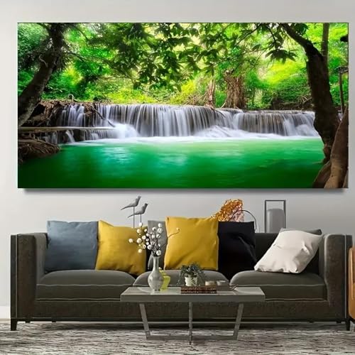 1-teiliges Leinwandplakat, tropischer Wasserfall, Wandkunst, grünes Raumdekor, Walddrucke, Landschaftsbaum-Wandgemälde, natürliche Bachszene, 80 x 160 cm, rahmenlos 1-teiliges Leinwandplakat, tropischer Wasserfall, Wandkunst, grünes Raumdekor, Walddrucke, Landschaftsbaum-Wandgemälde, natürliche Bachszene, 80 x 160 cm, rahmenlos von XINBAO