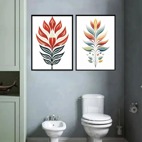 XINBAO Decor Painting Abstract Art Decor Home Decorations Red Flowers Green Leaves Posters Home Decor Interior Canvas Printing 70x100cmx2 Frameless von XINBAO