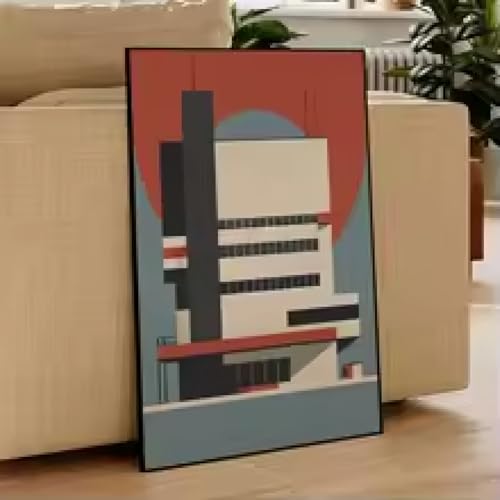 XINBAO Modern Retro Bauhaus Architecture Wall Art Prints Geometric Canvas Painting Posters Pictures For Living Room Home Decor 80x120cm Withframe von XINBAO