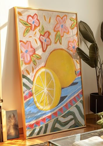 Zitronendruck | Zitrus-Wandkunst | Mitte des Jahrhunderts | Küchendekor | Giclée-Gemälde | Boho-Wohndekor | Vintage | Obst-Kunstwerk 50 x 70 cm mit Rahmen Zitronendruck | Zitrus-Wandkunst | Mitte des Jahrhunderts | Küchendekor | Giclée-Gemälde | Boho-Wohndekor | Vintage | Obst-Kunstwerk 50 x 70 cm mit Rahmen von XINBAO