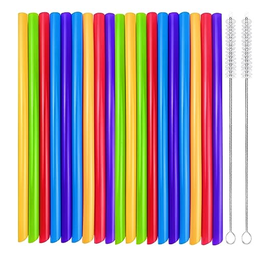 XINCHENG Jumbo Smoothie Strohhalme, 50PCS Wiederverwendbare Bunt Strohhalme mit 2 Strohhalm Bürste, Dicke Strohhalme für Smoothie, Säfte, Milch, Bubble Tea, Perlenmilchtee und Cocktail XINCHENG Jumbo Smoothie Strohhalme, 50PCS Wiederverwendbare Bunt Strohhalme mit 2 Strohhalm Bürste, Dicke Strohhalme für Smoothie, Säfte, Milch, Bubble Tea, Perlenmilchtee und Cocktail von XINCHENG