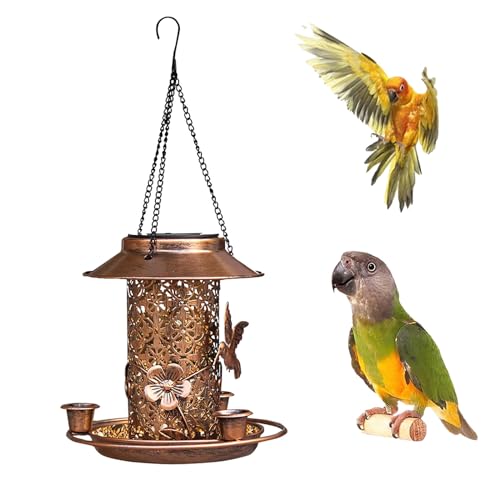 Vogelfutterspender, hängender Vogelfutterspender aus Metall, für den Garten und im Freien, um Wildvögel anzulocken von XINCHENXIN