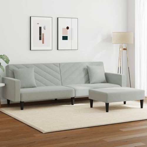 2-tlg. Sofagarnitur, Gästesofa sofa set, Günstig gästesofa sofas, Wohnzimmer sofa bodensofa, Platzsparende schlafcouch, Geeignet für 0ffice Living rooms Apartments Study mit Kissen Hellgrau Samt 2-tlg. Sofagarnitur, Gästesofa sofa set, Günstig gästesofa sofas, Wohnzimmer sofa bodensofa, Platzsparende schlafcouch, Geeignet für 0ffice Living rooms Apartments Study mit Kissen Hellgrau Samt von XINCXIN