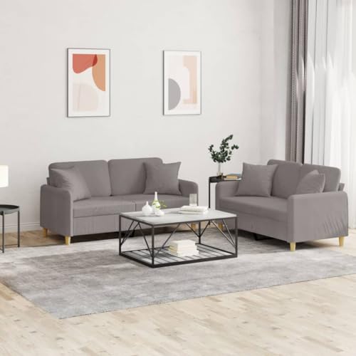 2-tlg. Sofagarnitur, Günstig gästesofa sofas, Platzsparende schlafcouch, Wohnzimmer sofa bodensofa, Gästesofa sofa set, Geeignet für Study Living rooms Attics Apartments mit Kissen Taupe Stoff von XINCXIN
