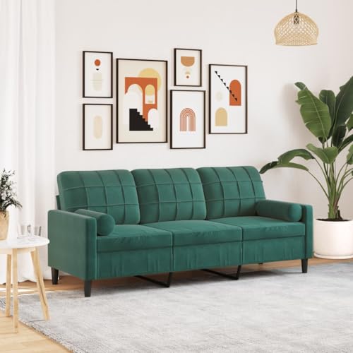 3-Sitzer-Sofa, Gästesofa sofa set, Platzsparende schlafcouch, Günstig gästesofa sofas, Wohnzimmer sofa bodensofa, Geeignet für Attics Study Bedrooms 0ffice mit Zierkissen Dunkelgrün 180 cm Samt von XINCXIN