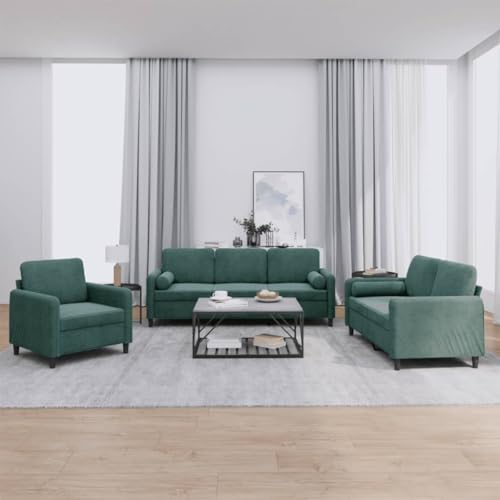 3-tlg. Sofagarnitur, Günstig gästesofa sofas, Platzsparende schlafcouch, Gästesofa sofa set, Wohnzimmer sofa bodensofa, Geeignet für 0ffice Study Attics Living rooms mit Kissen Dunkelgrün Samt 3-tlg. Sofagarnitur, Günstig gästesofa sofas, Platzsparende schlafcouch, Gästesofa sofa set, Wohnzimmer sofa bodensofa, Geeignet für 0ffice Study Attics Living rooms mit Kissen Dunkelgrün Samt von XINCXIN