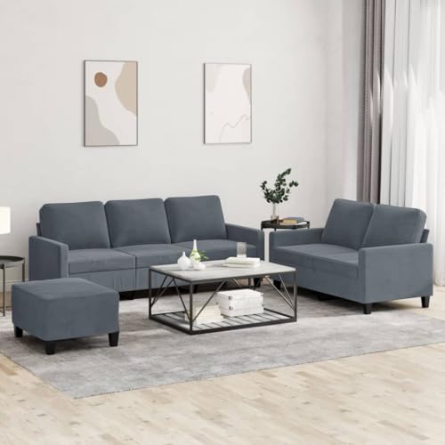 3-tlg. Sofagarnitur, Wohnzimmer sofa bodensofa, Gästesofa sofa set, Günstig gästesofa sofas, Platzsparende schlafcouch, Geeignet für Study Attics Bedrooms Apartments mit Kissen Dunkelgrau Samt von XINCXIN