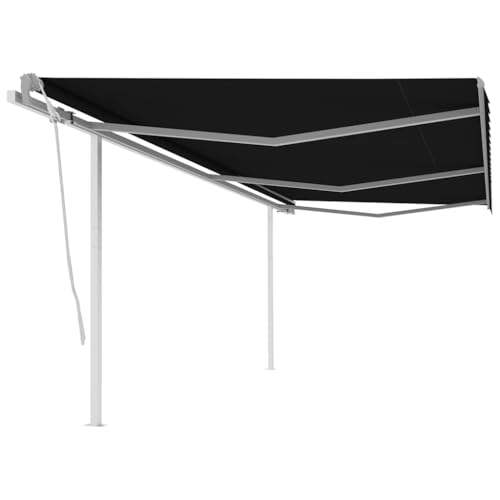 Gelenkarmmarkise, Sonnenschutz Fenster außen Balkon möbel balkonschirm markise terrasse Geeignet für cafes courtyards Restaurants Rented Apartments Einziehbar mit Pfosten 6x3 m Anthrazit von XINCXIN