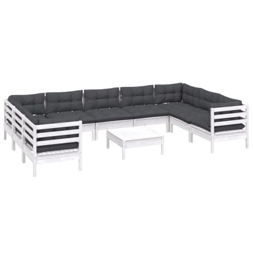 XINCXIN 10-TLG. Garten-Lounge-Set, Terassenmöbel Außen Garten Möbel Outdoor Furniture Gartenmöbel Set Geeignet für Balkon Deck Teich Hinterhof mit Kissen Weiß Kiefernholz XINCXIN 10-TLG. Garten-Lounge-Set, Terassenmöbel Außen Garten Möbel Outdoor Furniture Gartenmöbel Set Geeignet für Balkon Deck Teich Hinterhof mit Kissen Weiß Kiefernholz von XINCXIN
