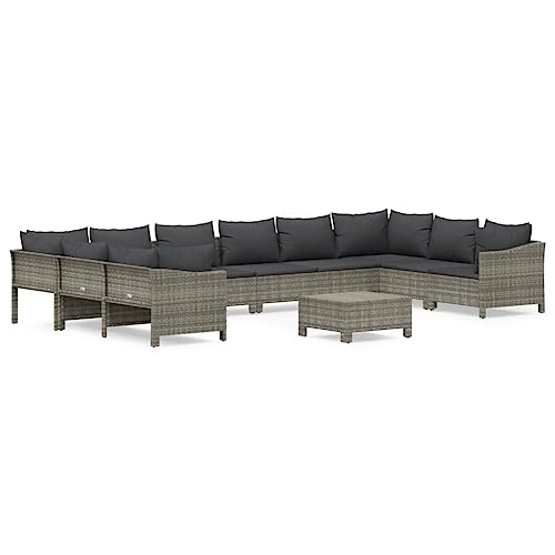 XINCXIN 11-TLG. Garten-Lounge-Set, Garten Möbel Terassenmöbel Außen Gartenmöbel Set Outdoor Furniture Geeignet für Teich Hinterhof Deck Balkon mit Kissen Grau Poly Rattan XINCXIN 11-TLG. Garten-Lounge-Set, Garten Möbel Terassenmöbel Außen Gartenmöbel Set Outdoor Furniture Geeignet für Teich Hinterhof Deck Balkon mit Kissen Grau Poly Rattan von XINCXIN