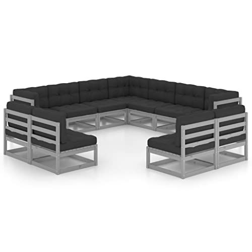 XINCXIN 11-TLG. Garten-Lounge-Set, Gartenmöbel Set Terassenmöbel Außen Outdoor Furniture Garten Möbel Geeignet für Balkon Teich Hinterhof Deck mit Kissen Grau Kiefer Massivholz XINCXIN 11-TLG. Garten-Lounge-Set, Gartenmöbel Set Terassenmöbel Außen Outdoor Furniture Garten Möbel Geeignet für Balkon Teich Hinterhof Deck mit Kissen Grau Kiefer Massivholz von XINCXIN