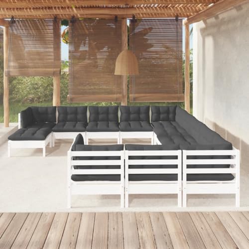 XINCXIN 12-TLG. Garten-Lounge-Set, Gartenmöbel Set Terassenmöbel Außen Outdoor Furniture Garten Möbel Geeignet für Balkon Teich Hinterhof Deck mit Kissen Weiß Kiefernholz XINCXIN 12-TLG. Garten-Lounge-Set, Gartenmöbel Set Terassenmöbel Außen Outdoor Furniture Garten Möbel Geeignet für Balkon Teich Hinterhof Deck mit Kissen Weiß Kiefernholz von XINCXIN