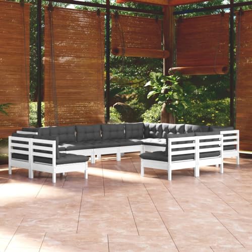XINCXIN 12-TLG. Garten-Lounge-Set, Outdoor Furniture Terassenmöbel Außen Garten Möbel Gartenmöbel Set Geeignet für Teich Hinterhof Deck Balkon mit Kissen Weiß Massivholz Kiefer XINCXIN 12-TLG. Garten-Lounge-Set, Outdoor Furniture Terassenmöbel Außen Garten Möbel Gartenmöbel Set Geeignet für Teich Hinterhof Deck Balkon mit Kissen Weiß Massivholz Kiefer von XINCXIN